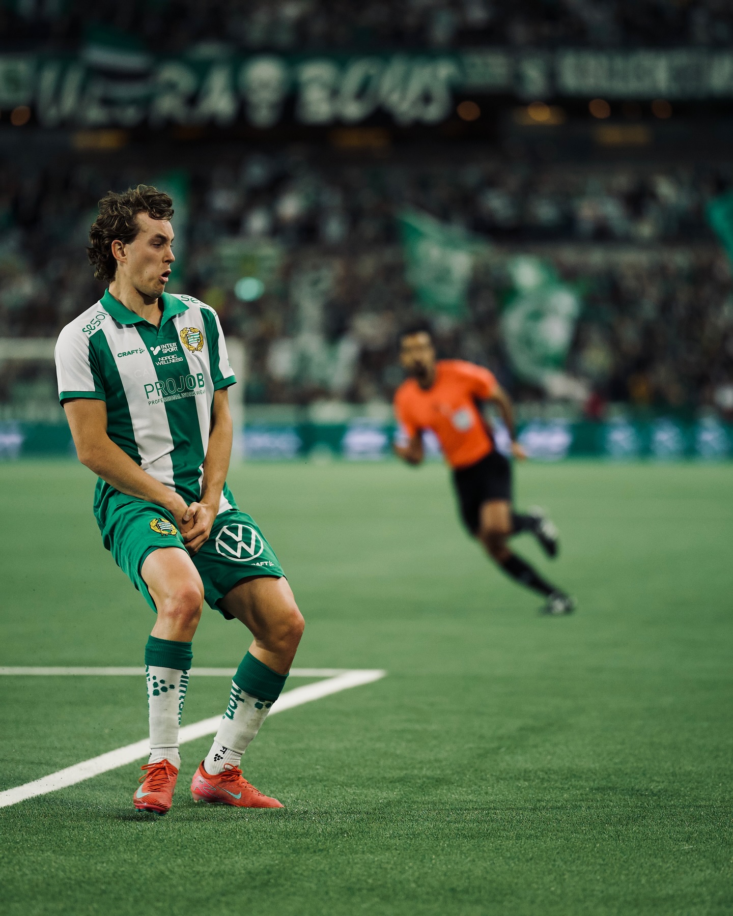 Match action from Hammarby against Varbergs BoIS at 3Arena.