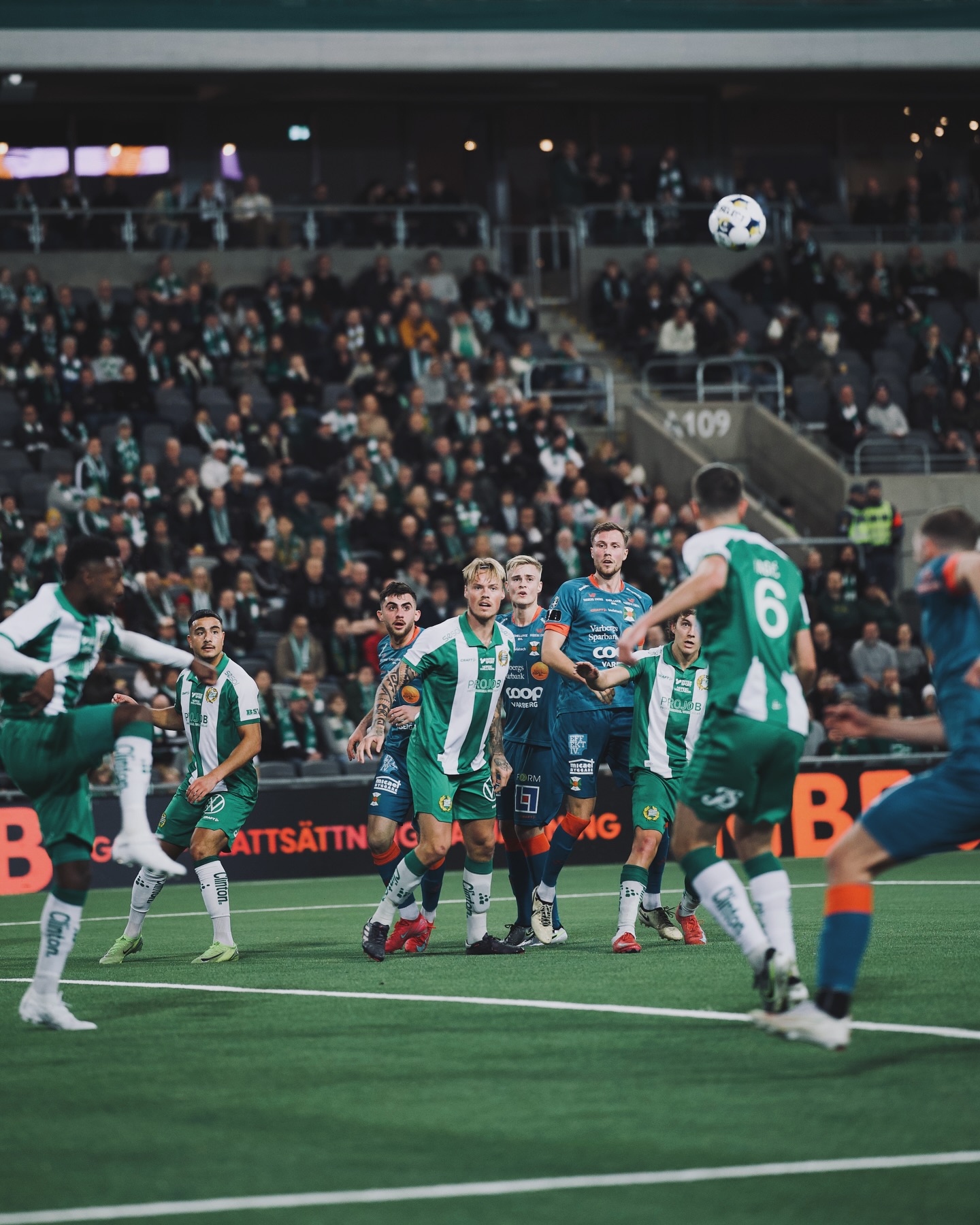 Match action from Hammarby against Varbergs BoIS at 3Arena.