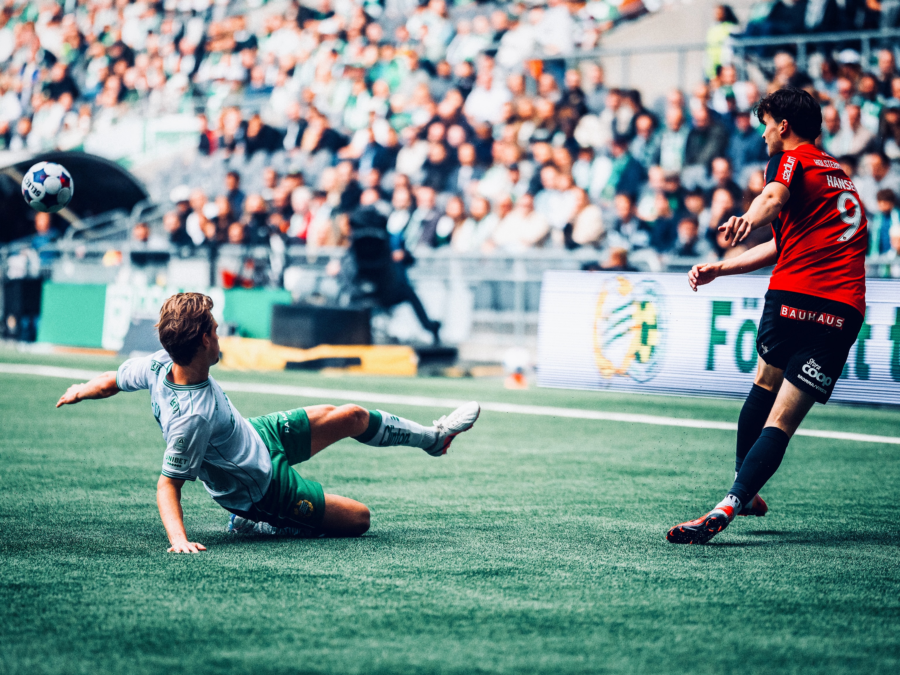 A Hammarby player on the pitch during the match.