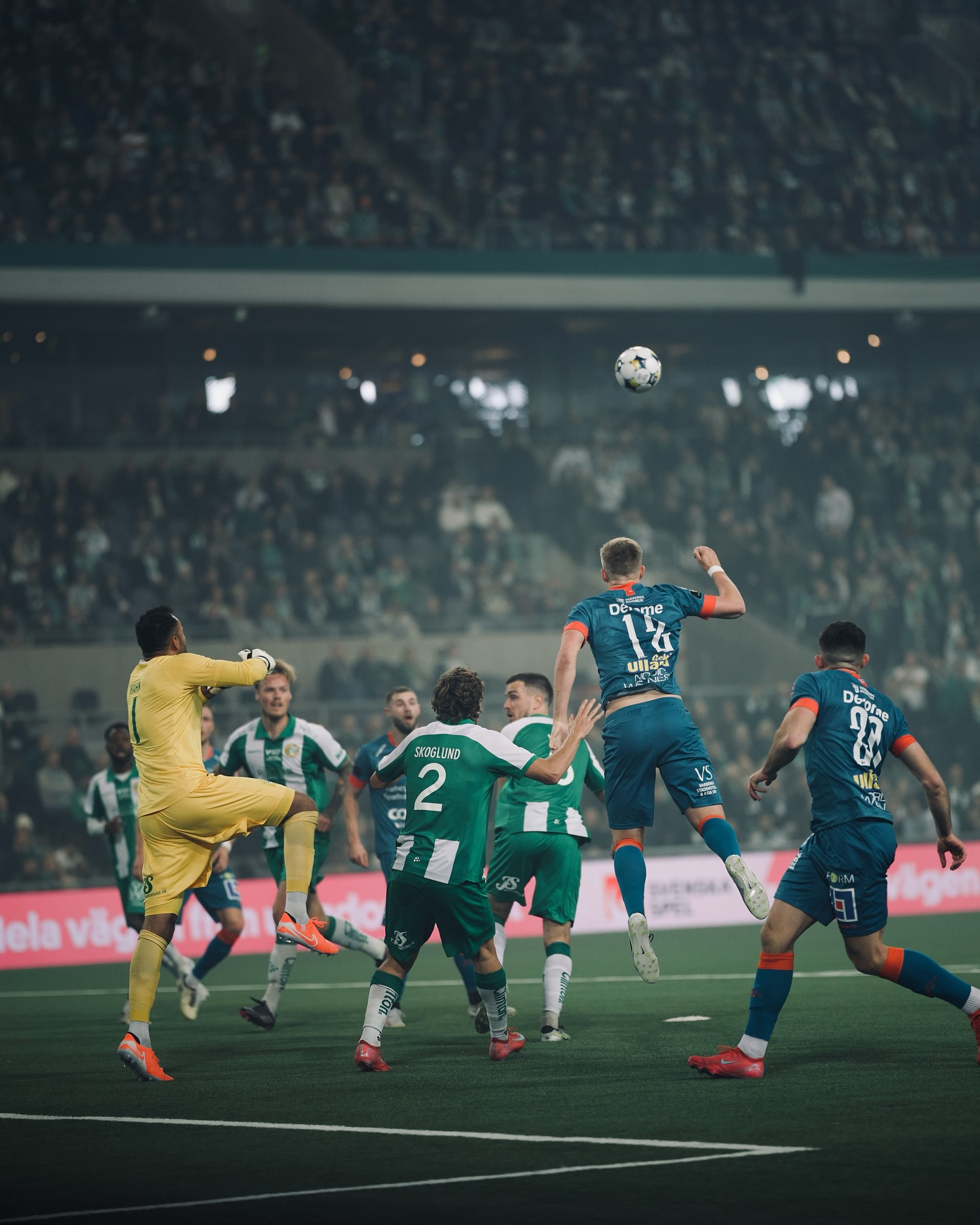 Match action from Hammarby against Varbergs BoIS at 3Arena.