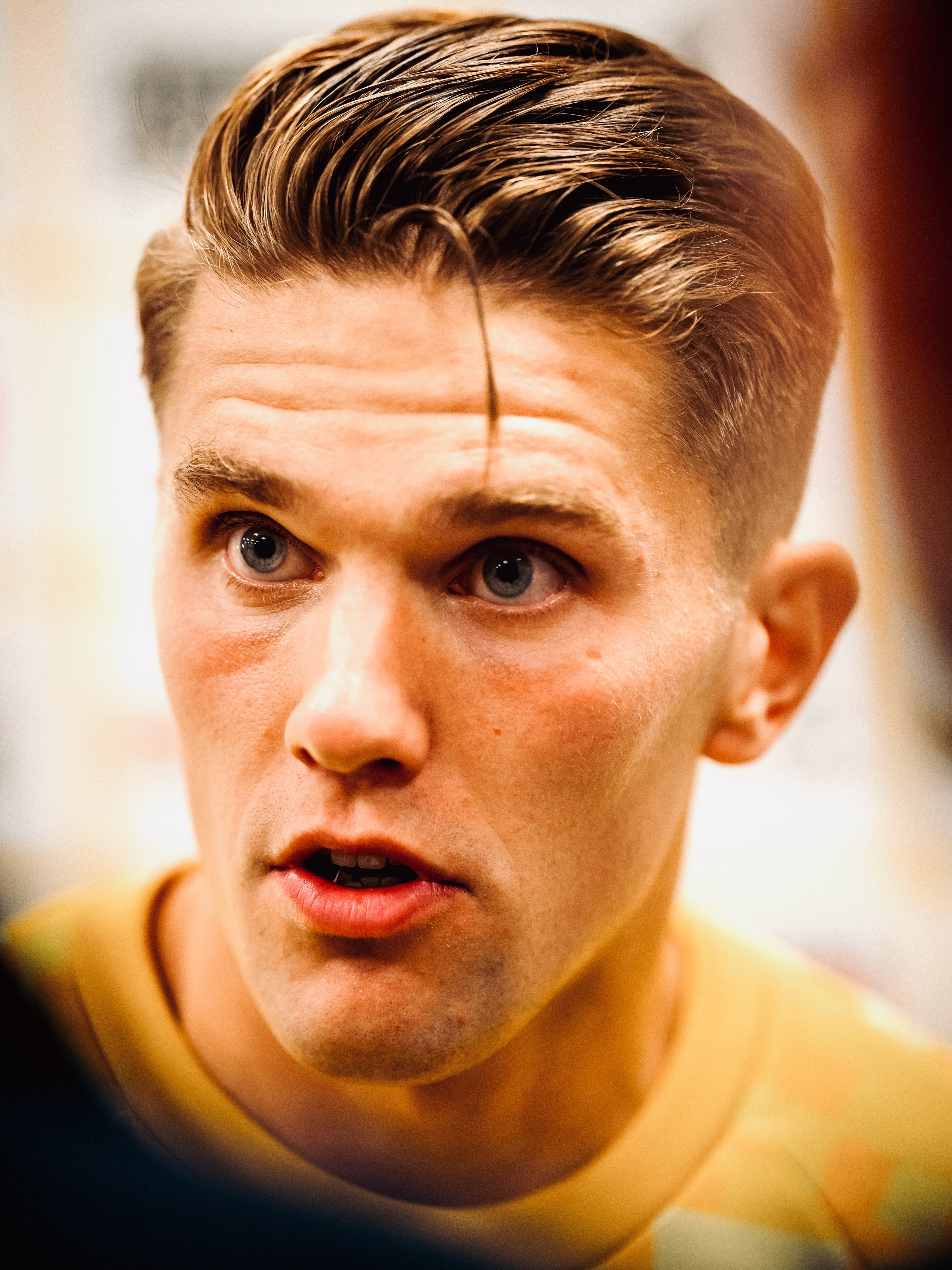 A Swedish player during an interview.