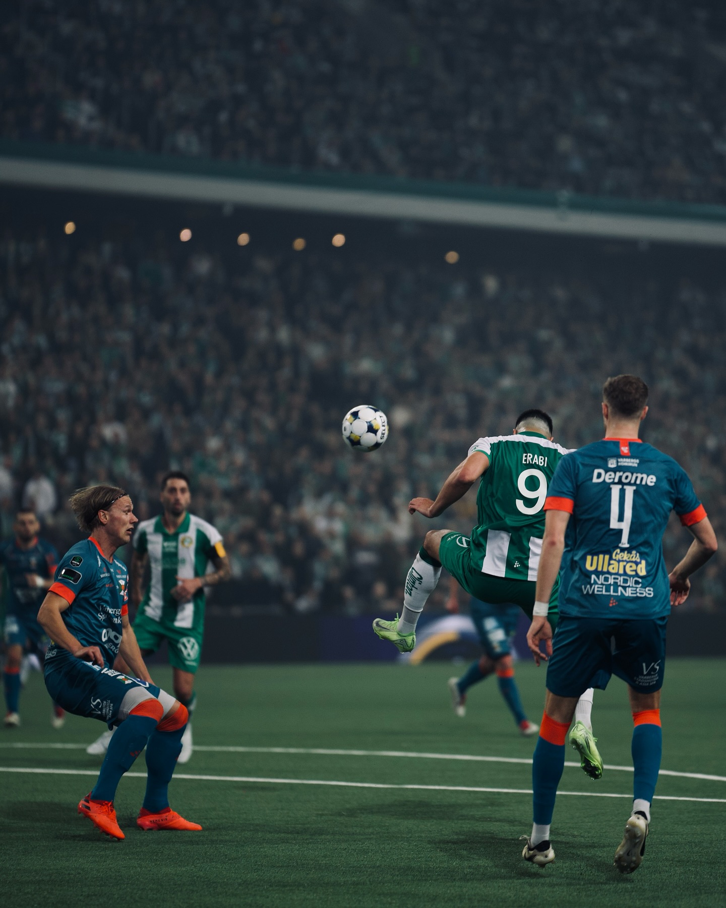 Match action from Hammarby against Varbergs BoIS at 3Arena.