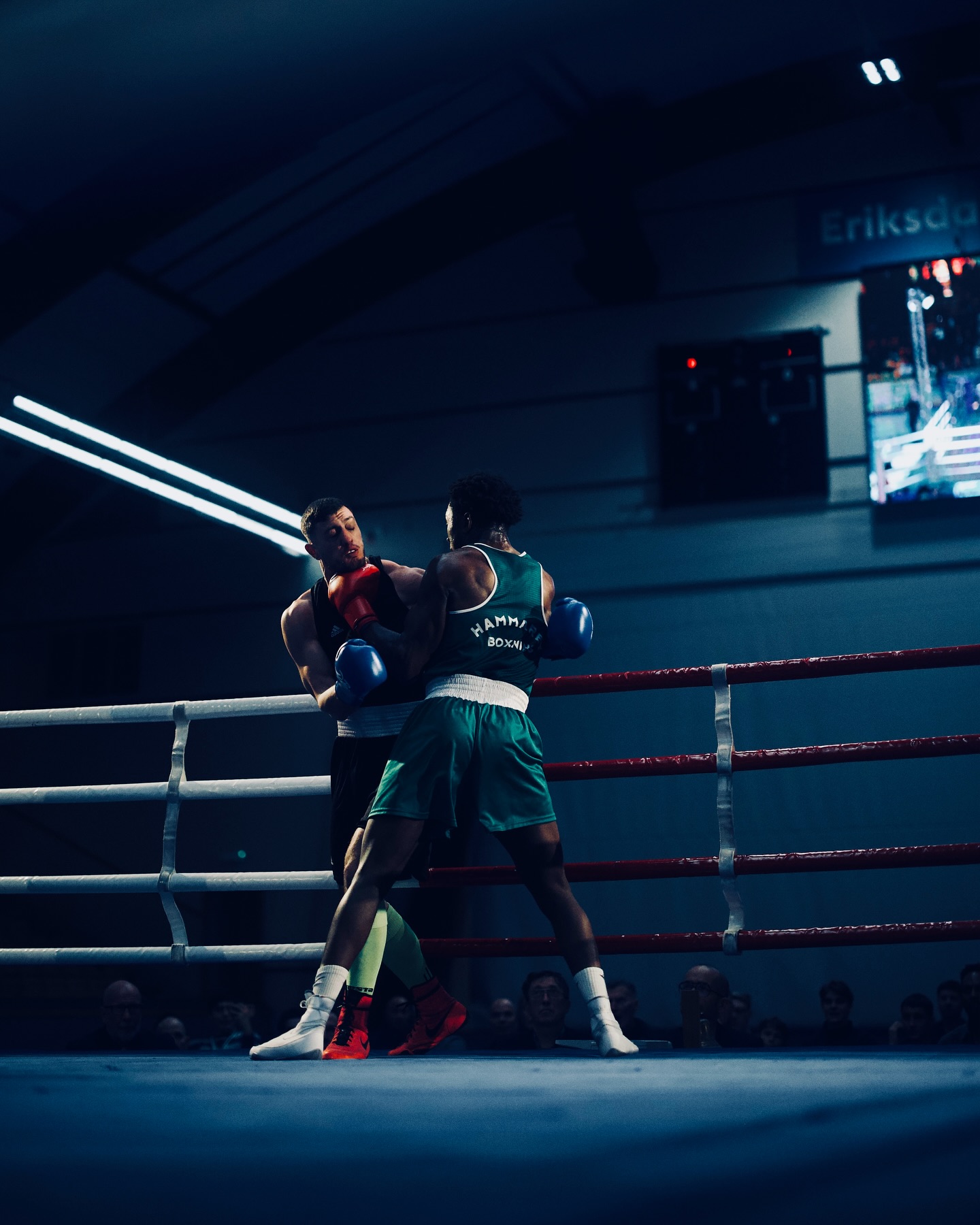 Elwin Belezika and Filippo Bruni exchange punches in the ring at Bajen Rough House.